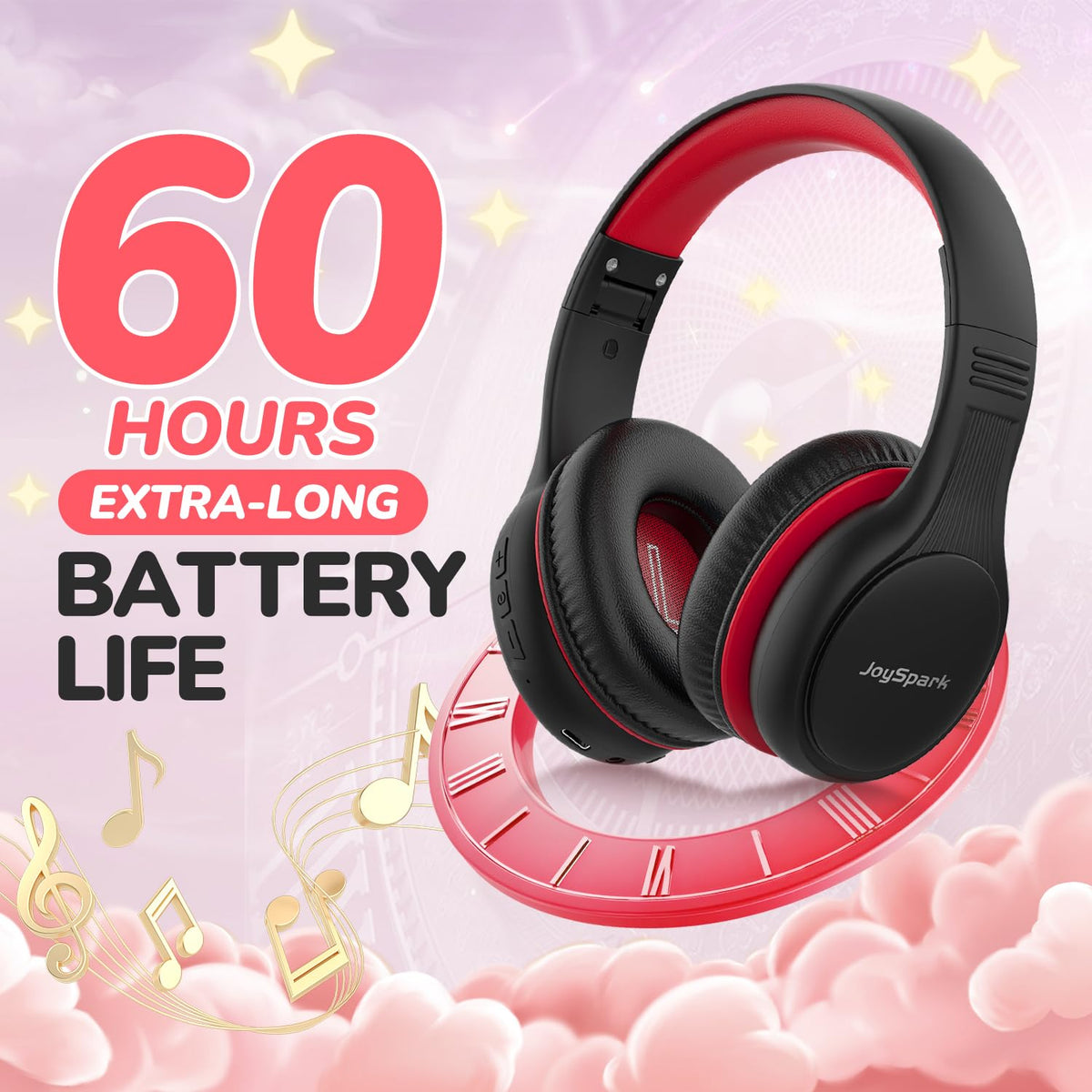JoySpark Kids Bluetooth Headphones side view with soft ear cushions.