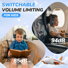 JoySpark Kids Headphones in black and blue offer comfortable all-day wear