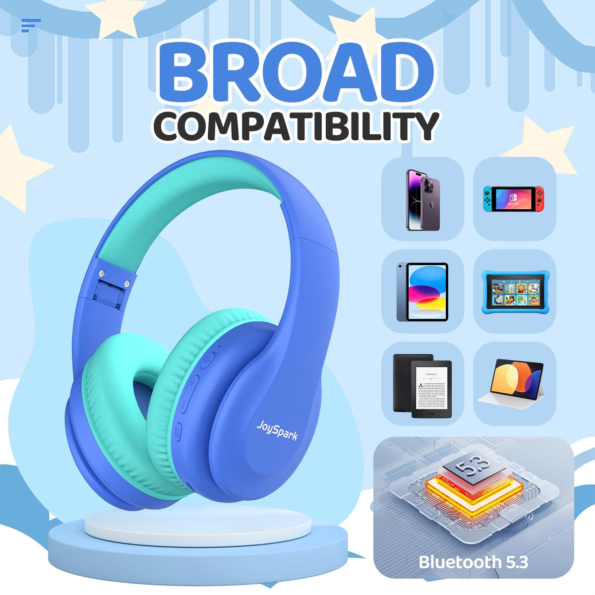 JoySpark Bluetooth 5.3 pairing ensures quick, stable wireless connections for kids.