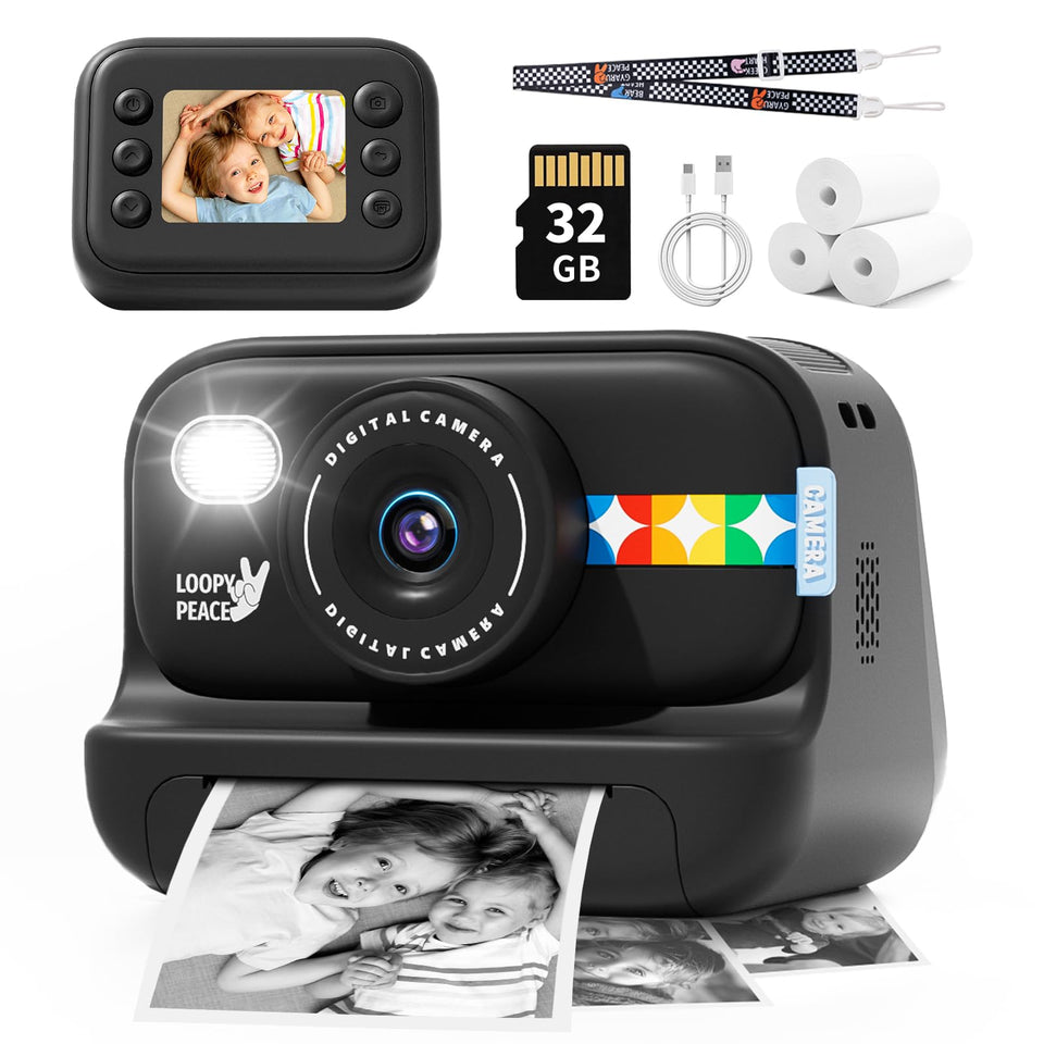 JOYTRIP camera front view showing compact design and easy controls, encourages independent play