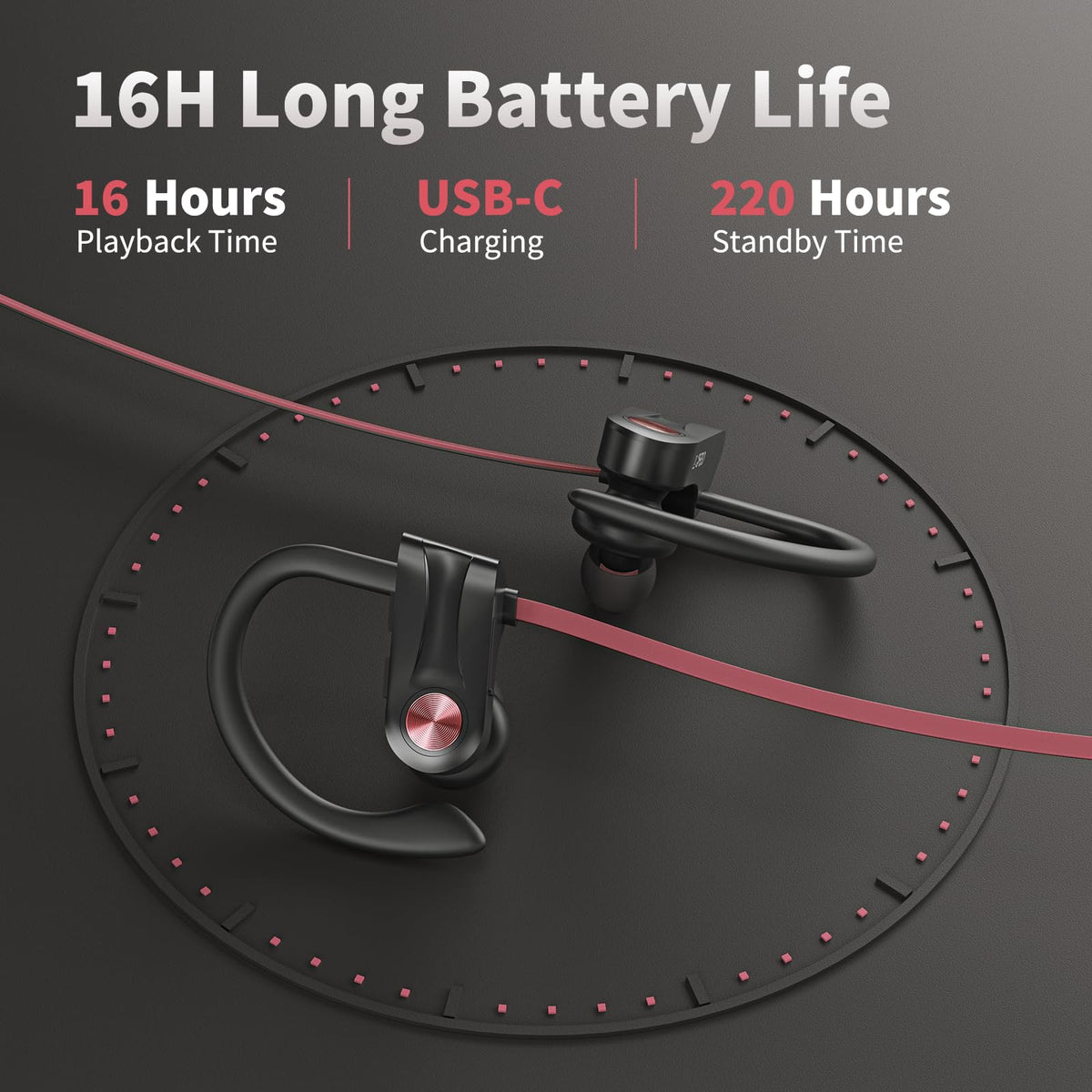 JOYWISE button controls on earbud close-up, enabling easy playback and call handling