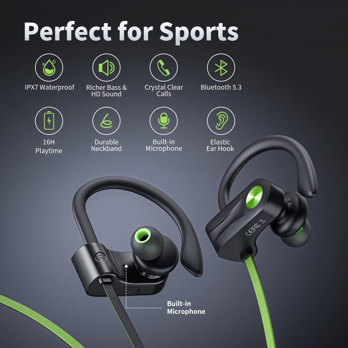 JOYWISE headphones featuring ergonomic earhooks for stability during runs