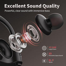 JOYWISE earbuds with water splashes, illustrating IPX7 waterproof protection during workouts