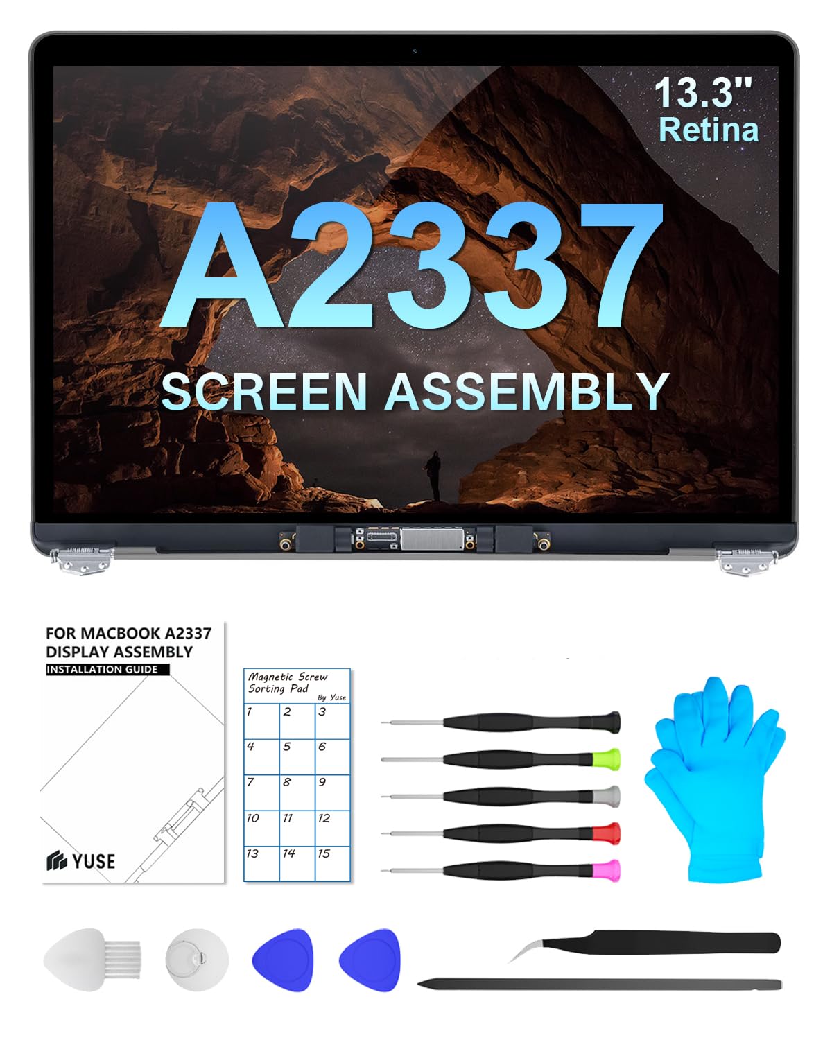 JQYDZH MacBook Air 13.3 screen front view for high-resolution display replacement