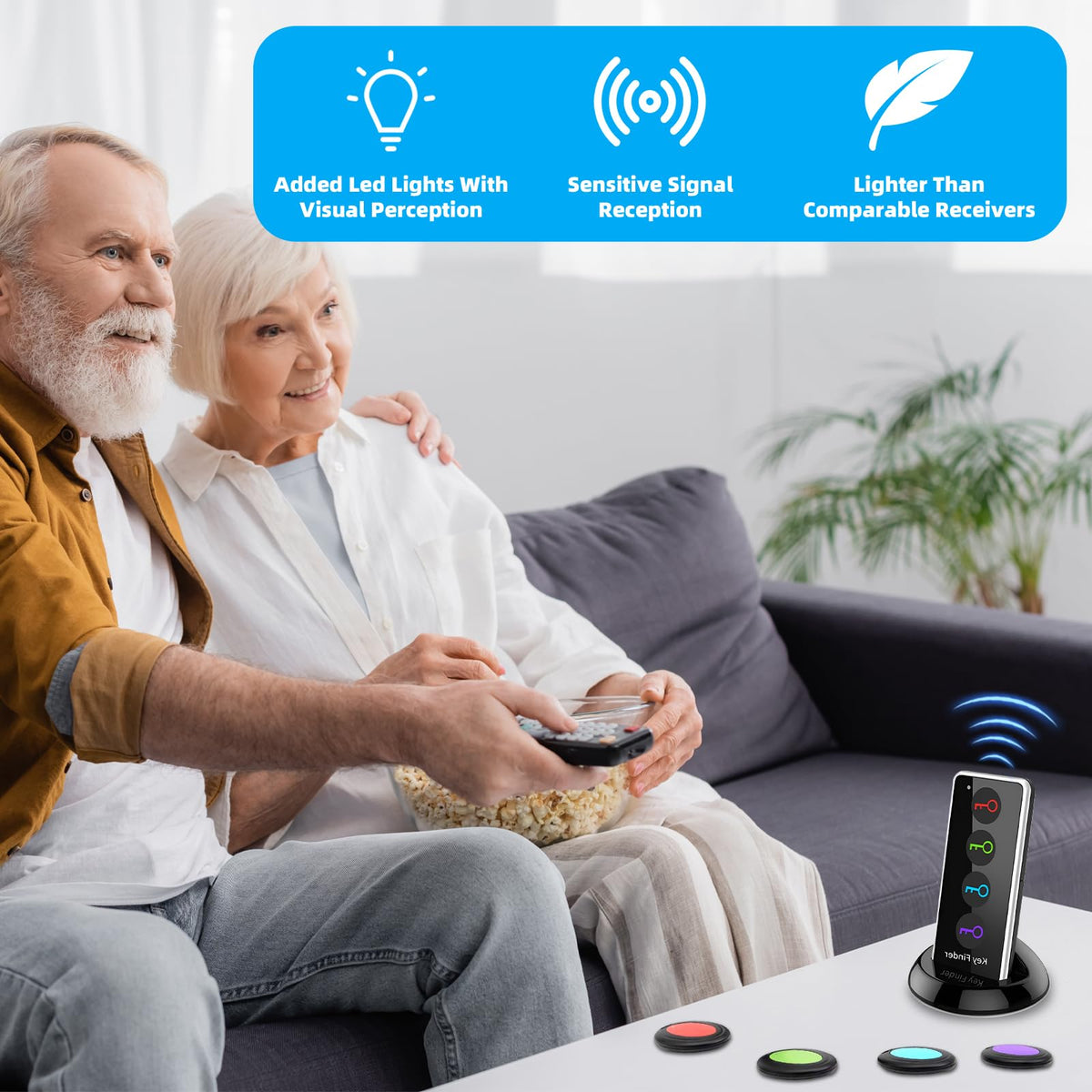Jremreo receiver attached to remote to prevent lost TV remotes