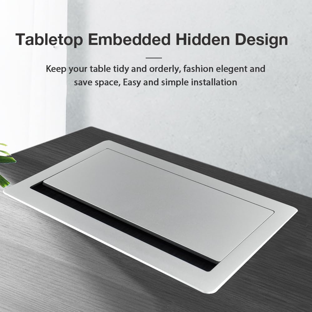 JS VIDEO recessed desk outlet with USB-C demonstrates clean flush installation