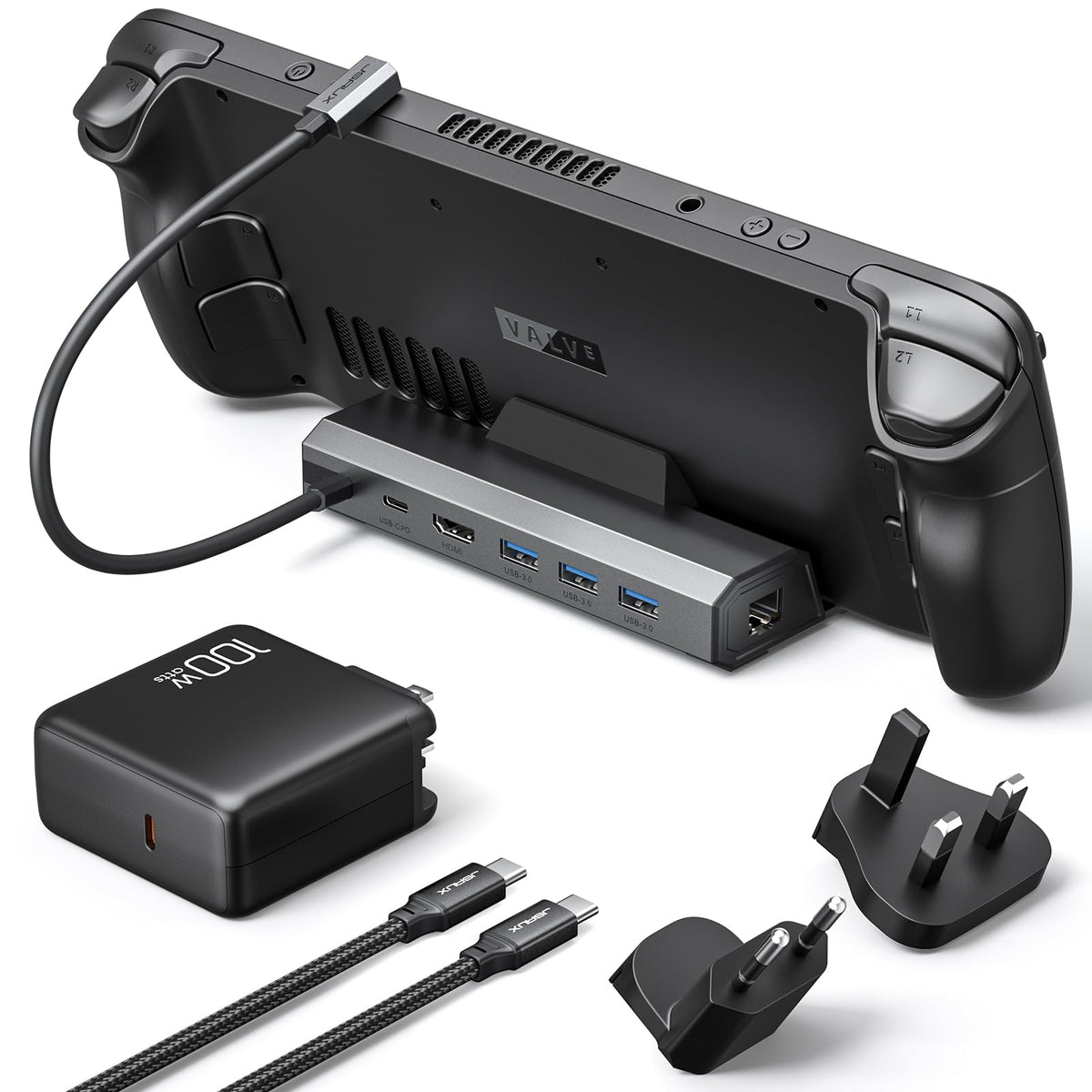 JSAUX 6-in-1 dock with HDMI 4K120Hz output for crisp external gaming visuals.