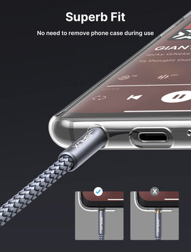 JSAUX cable compatible with smartphones, tablets, and home audio systems.