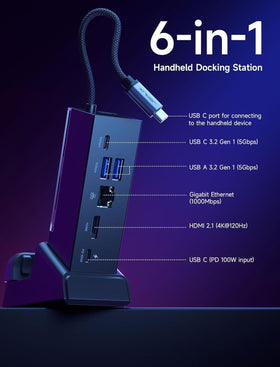 JSAUX dock shown detached as a stand providing flexible setup benefit
