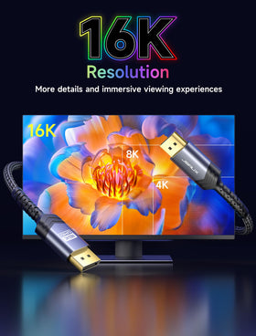 JSAUX DisplayPort 2.1 connected to a 4K/240Hz display for smooth gaming.