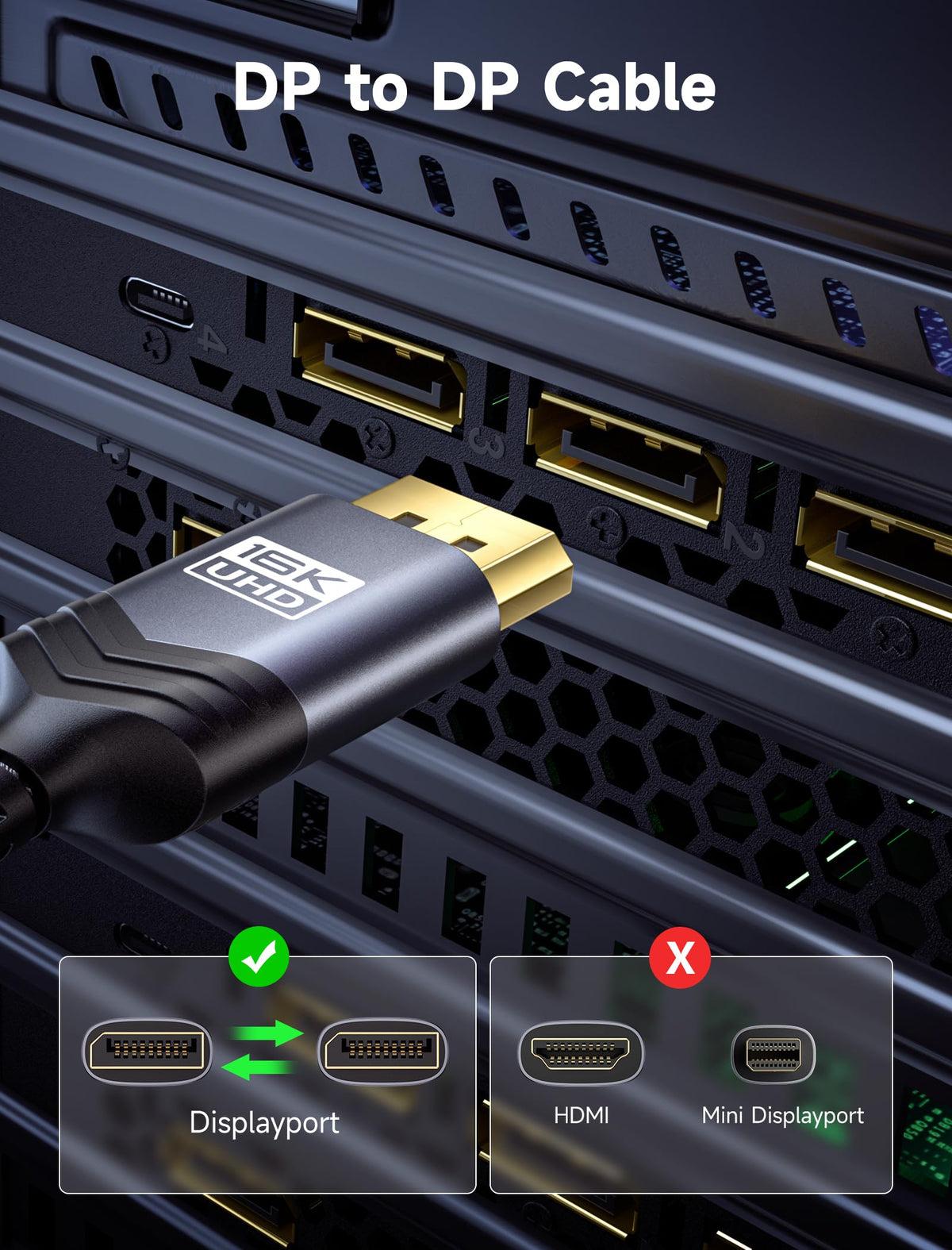 JSAUX cable linking laptop to monitor for crisp high-resolution display