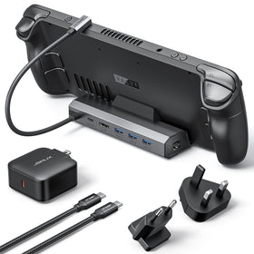 JSAUX front view showing dock ports and compact design for tidy setup