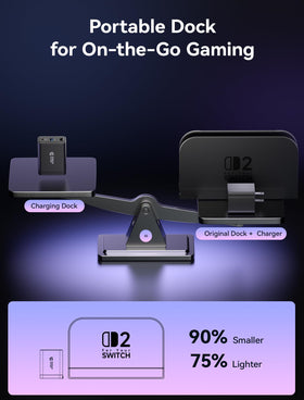 JSAUX dock next to a Switch to show compact size and easy portability