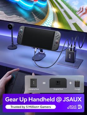 JSAUX dock side ports close-up highlighting HDMI and USB-C for fast connections