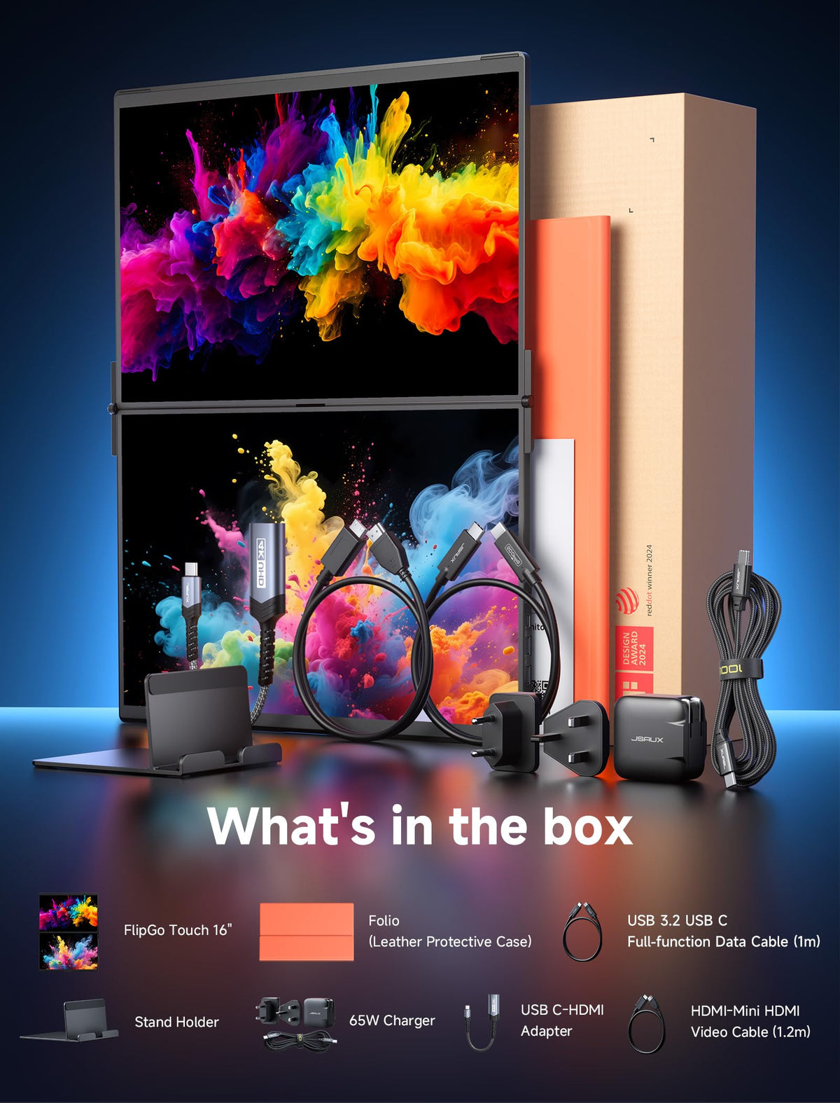 JSAUX FlipGo high DPI color display with 100% sRGB for vibrant visuals