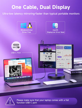 Built-in USB-C hub with multiple ports for streamlined connectivity.
