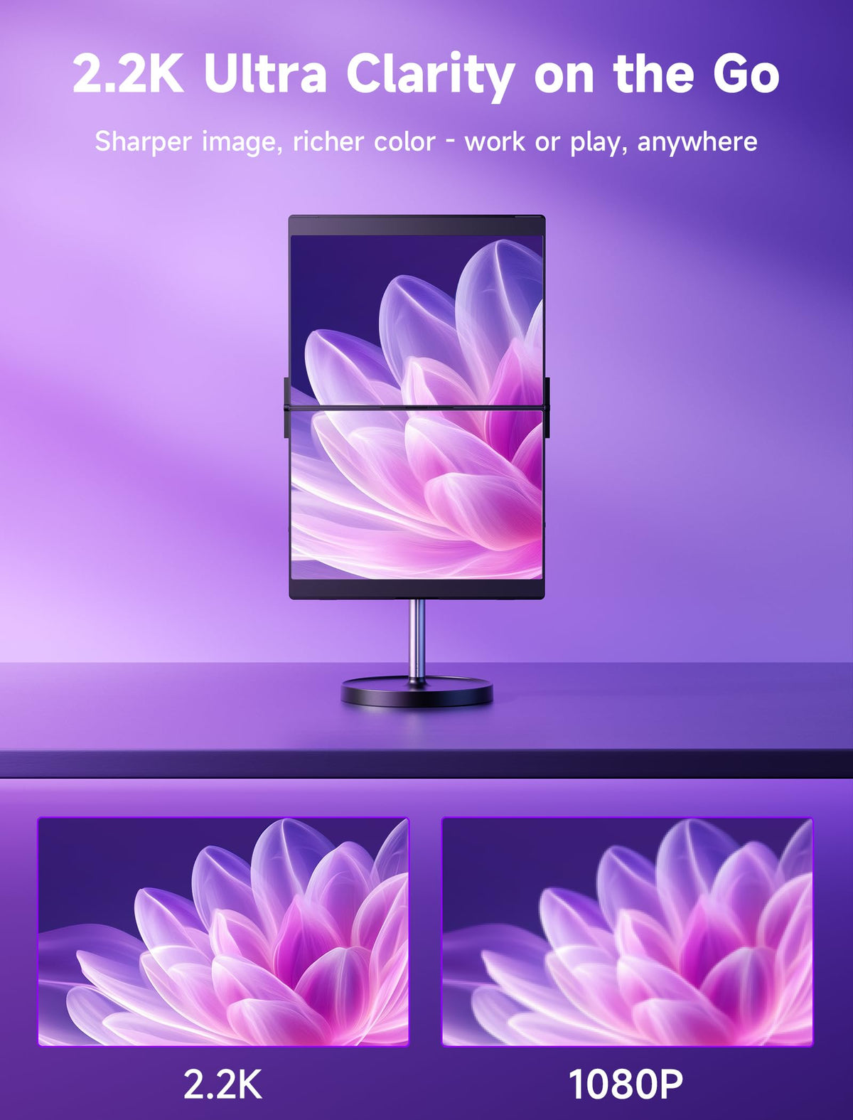 One-cable connection powers two screens from a laptop.