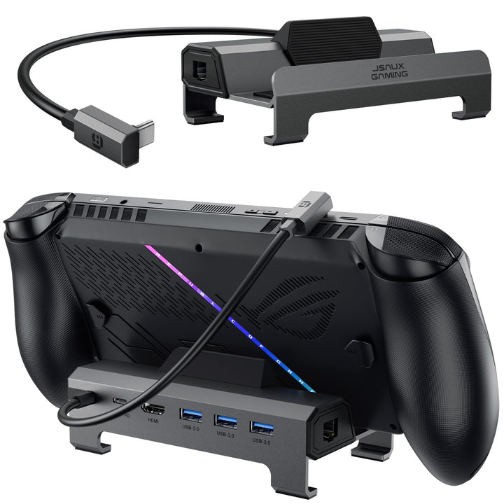 JSAUX front view showing dock and stable handheld support, improves comfort
