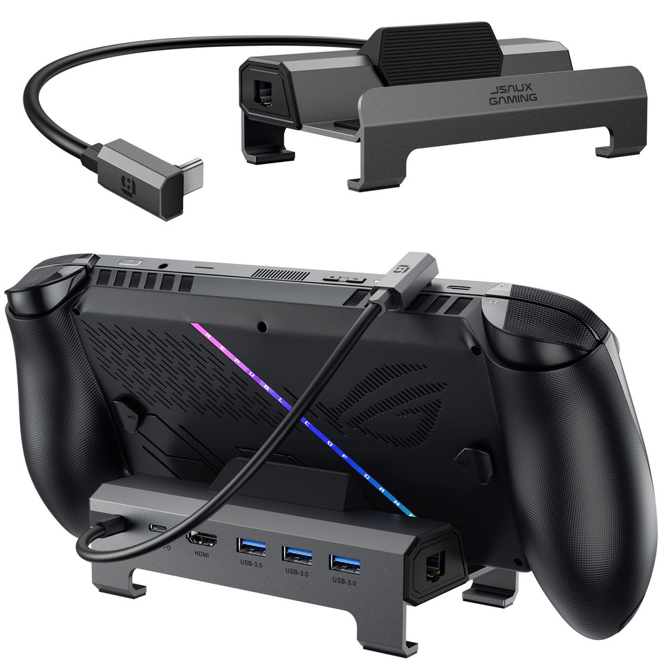 JSAUX front view showing dock and stable handheld support, improves comfort