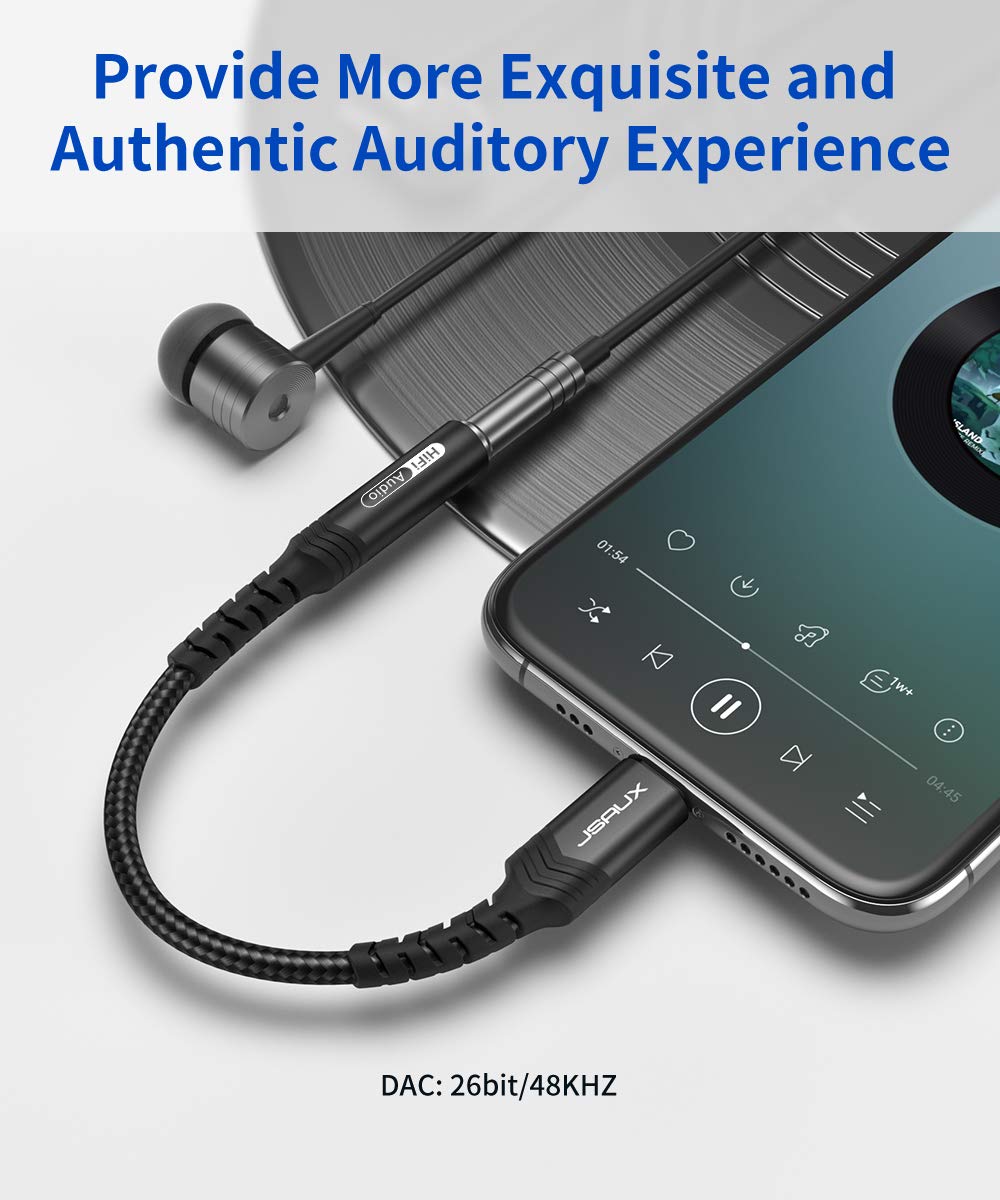 Adapter in use showing volume and call controls on iPhone