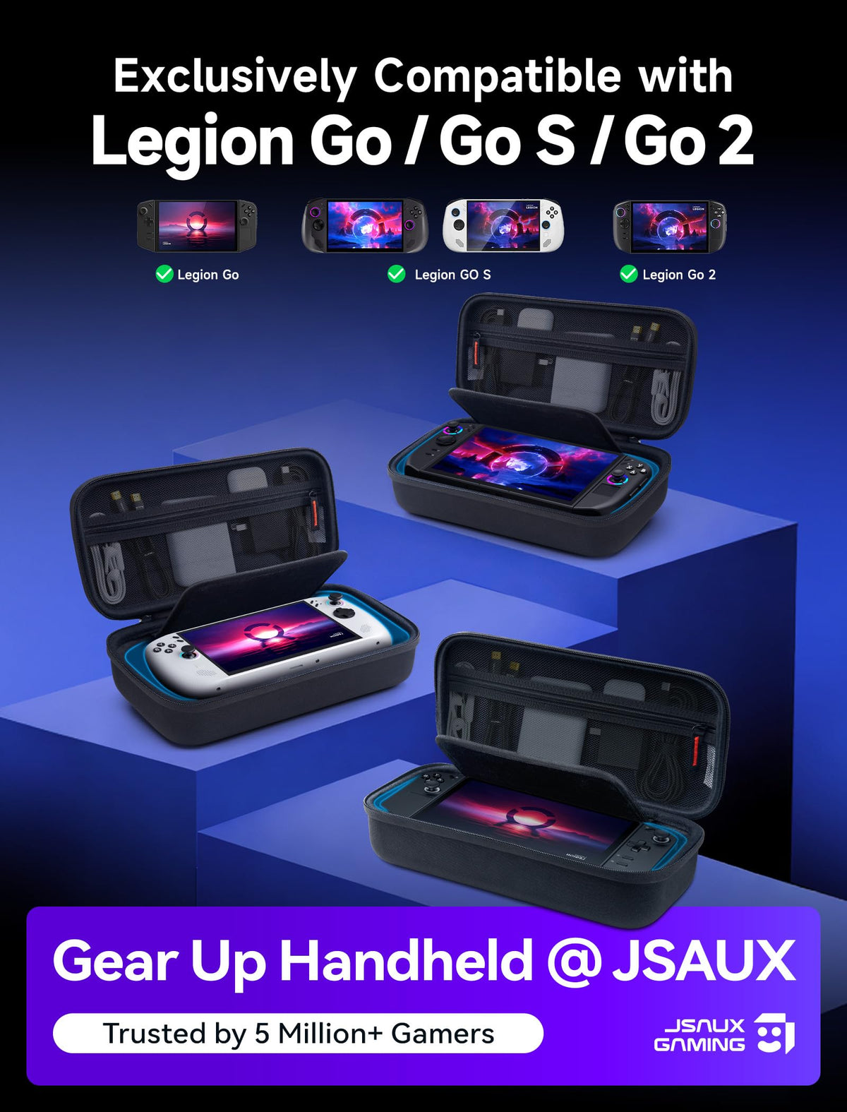 JSAUX interior layout with padded compartments organizing console and accessories safely