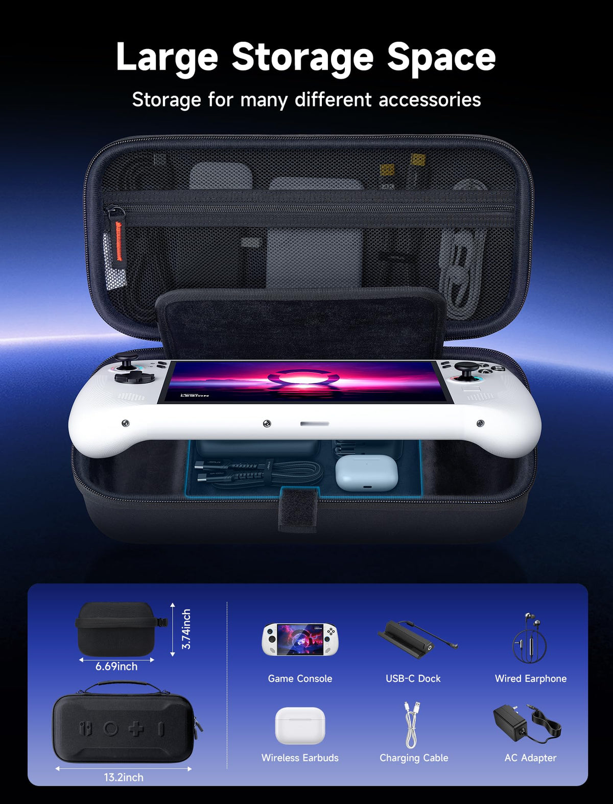 JSAUX built-in screen protector close-up safeguarding Legion Go display from scratches