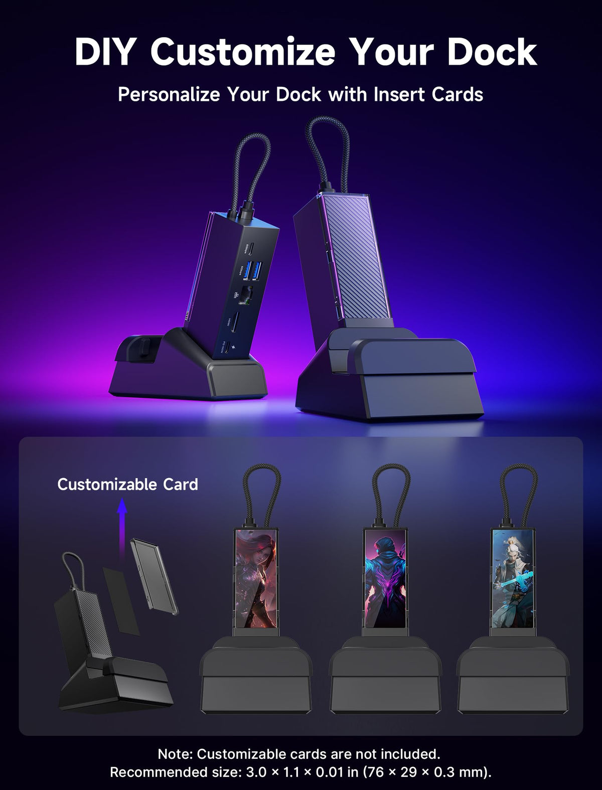JSAUX removable front cover with custom card slot for personalized styling
