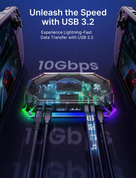 JSAUX RGB Docking Station showing six RGB lighting modes for ambience