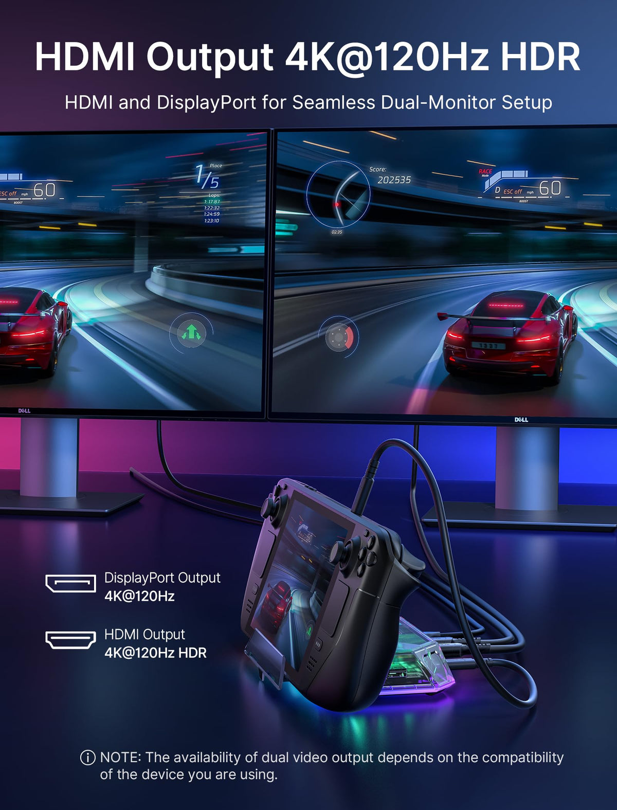 JSAUX RGB Docking Station with SD and TF slots enabling quick media transfer