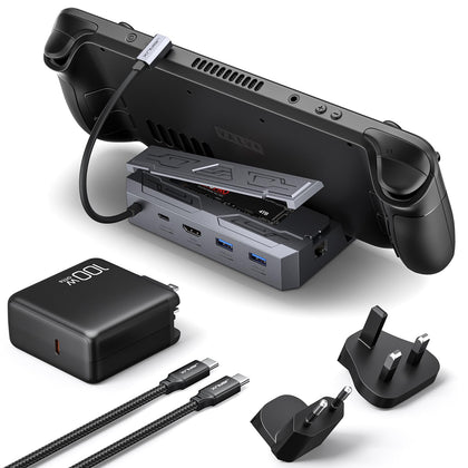 JSAUX Steam Deck Dock with 4K HDMI output for sharp gameplay.