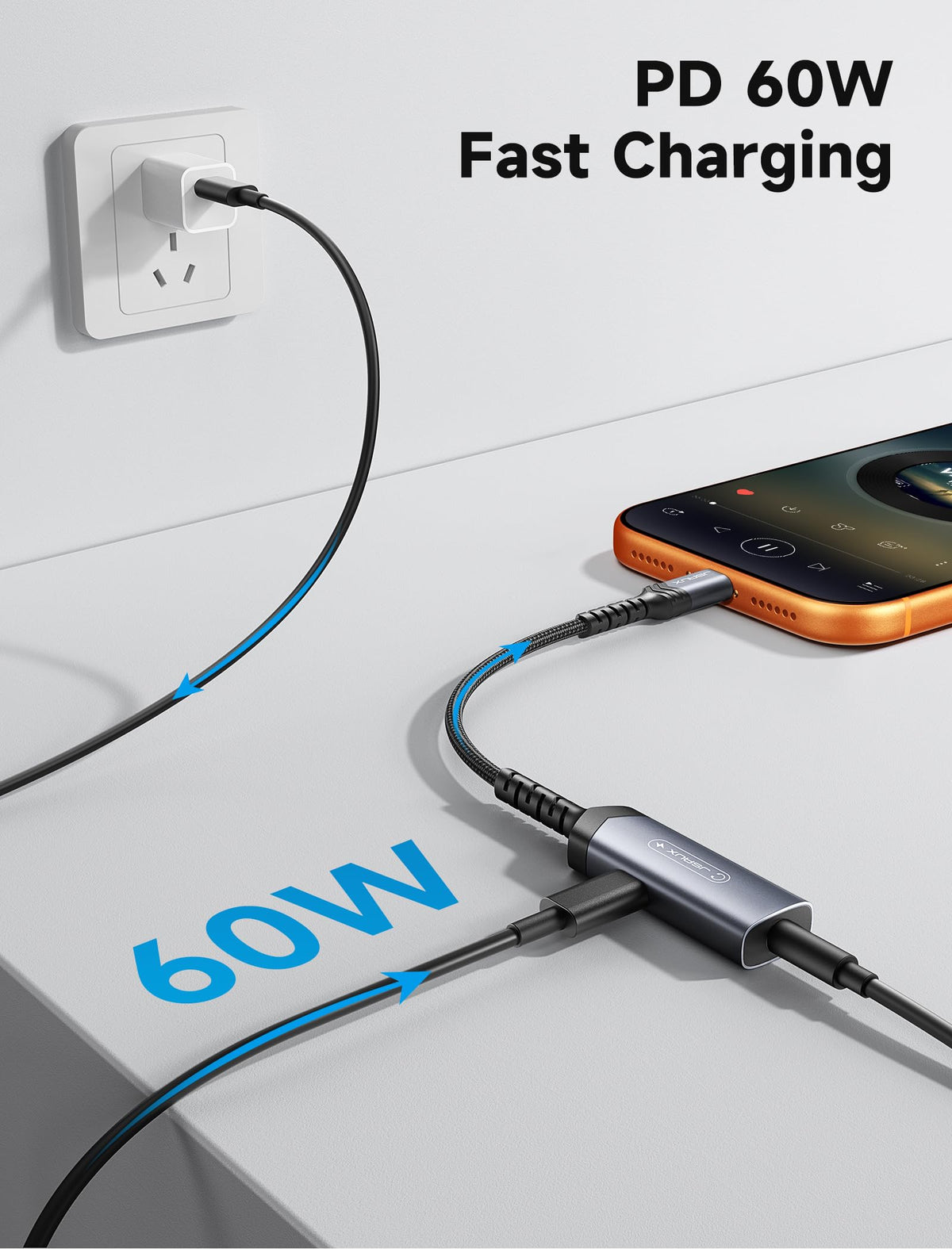Slim, portable JSAUX USB-C adapter designed for travel