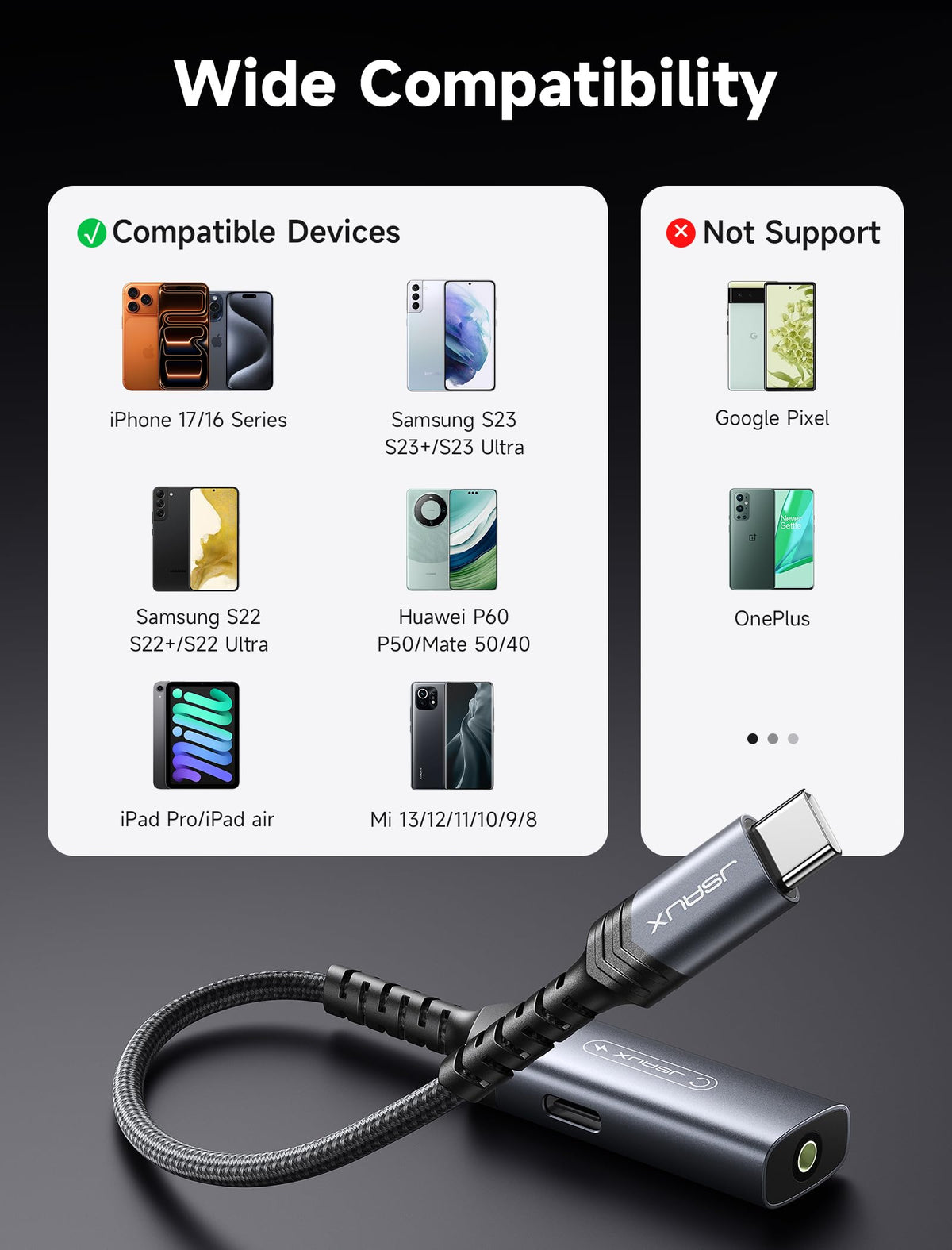 PD 60W charging capability with USB-C charger