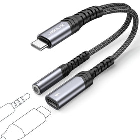 JSAUX USB-C to 3.5mm dongle front view for portable audio on the go.