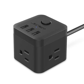 JSVER front cube view showing three outlets and compact benefit