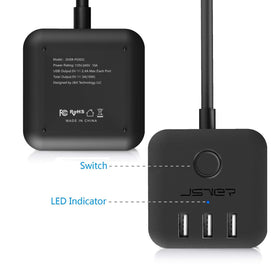JSVER side view highlighting three USB ports for fast charging