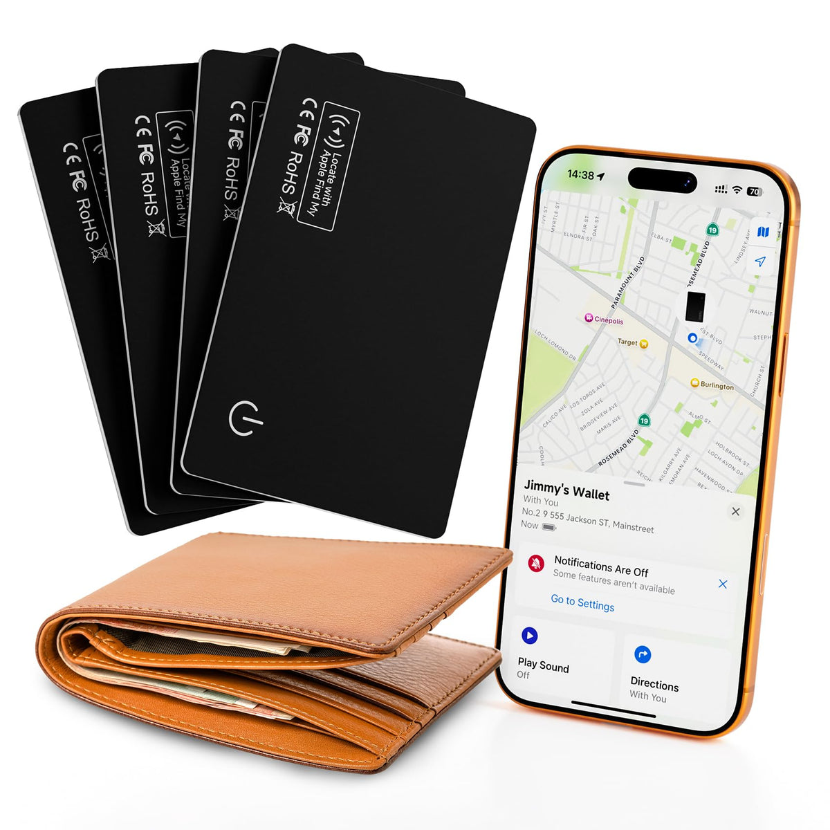 JTD four-pack Air Card Tracker for wallets and bags keeps essentials within reach.