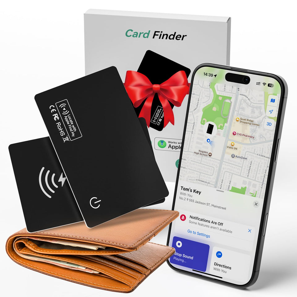 JTD air card tag tracker closeup showing ultra-slim wallet fit