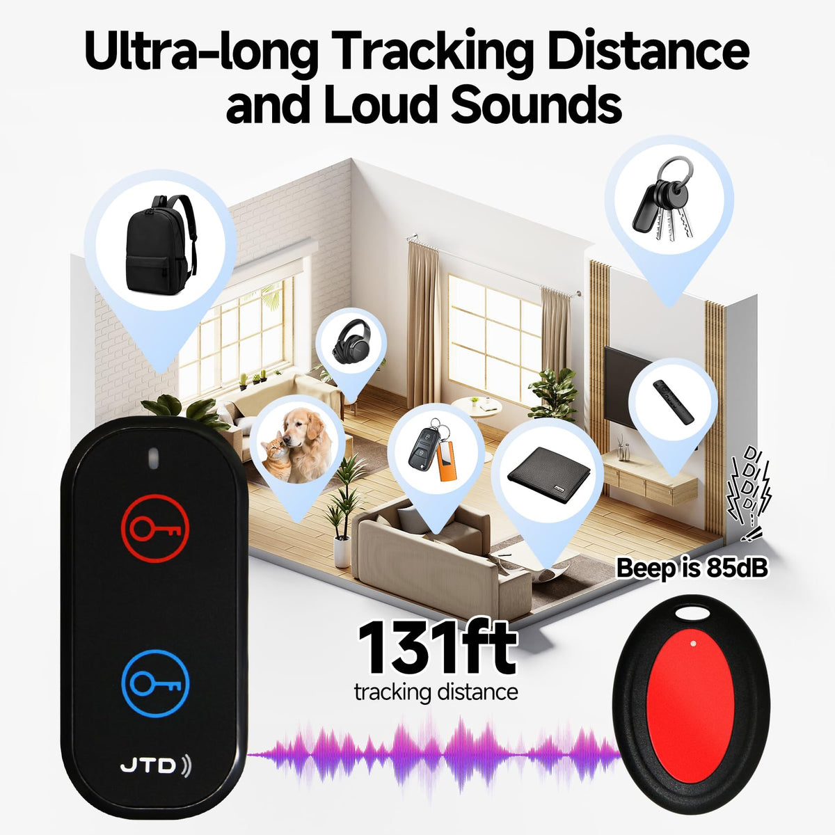 JTD Item Finder uses 131ft range to locate items through walls.