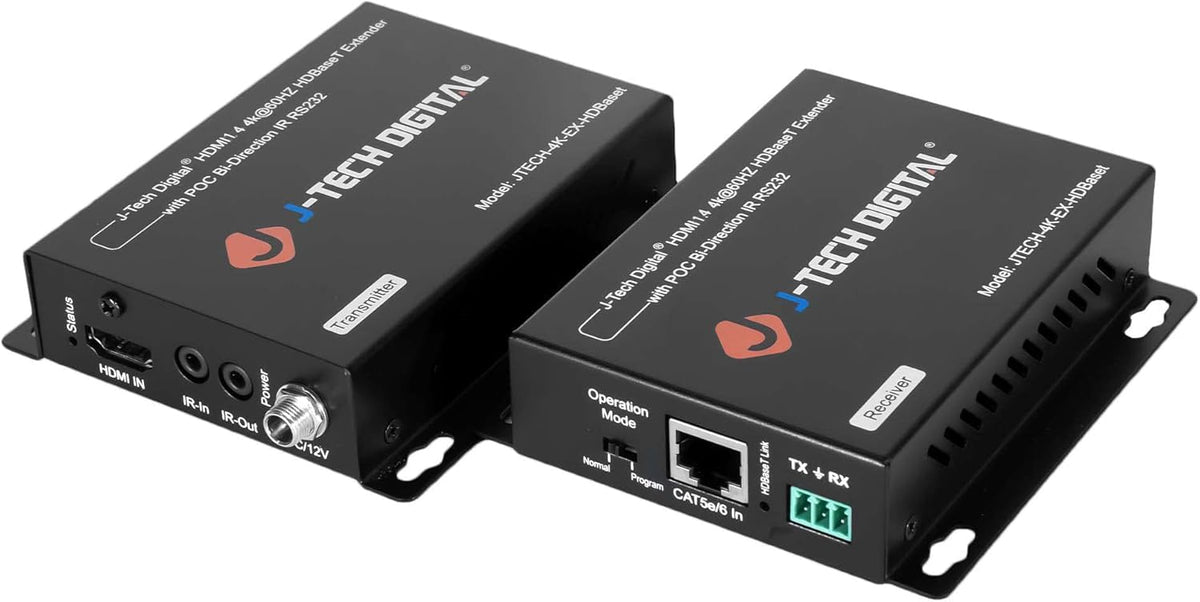 J-Tech Digital 4K HDBaseT extender in action over Cat5e with long, stable transmission.
