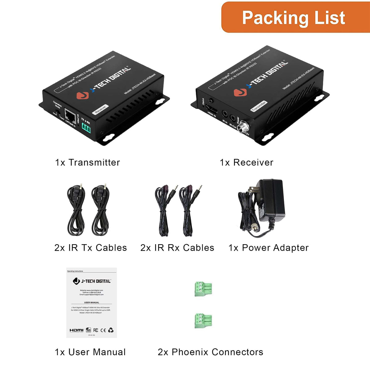 Copper Ethernet cables maximize performance in a J-Tech Digital extender setup.