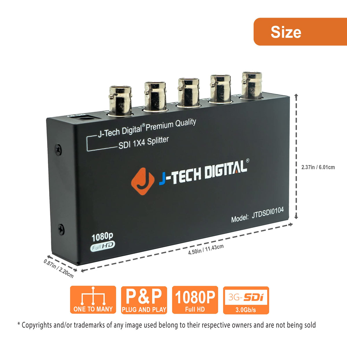 J-Tech Digital BNC input and four output ports for quick multi-device connections
