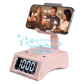 JTEMAN 3-in-1 Bluetooth speaker stand for bedside audio and timekeeping