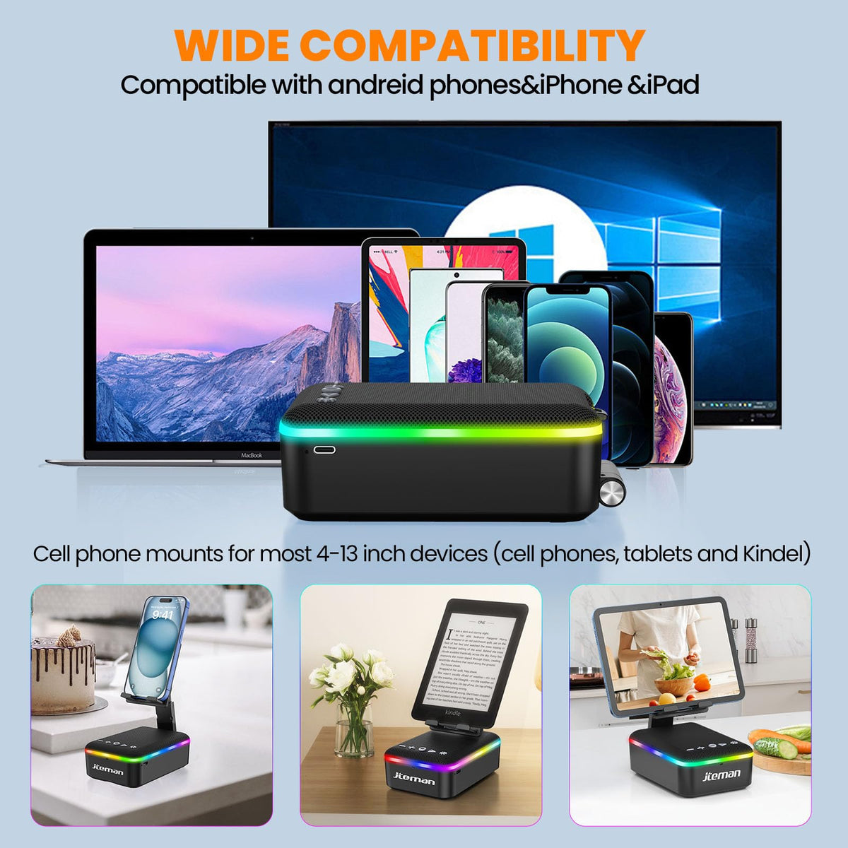 JTEMAN compact gadget ideal for desk, kitchen, and bedside moments.