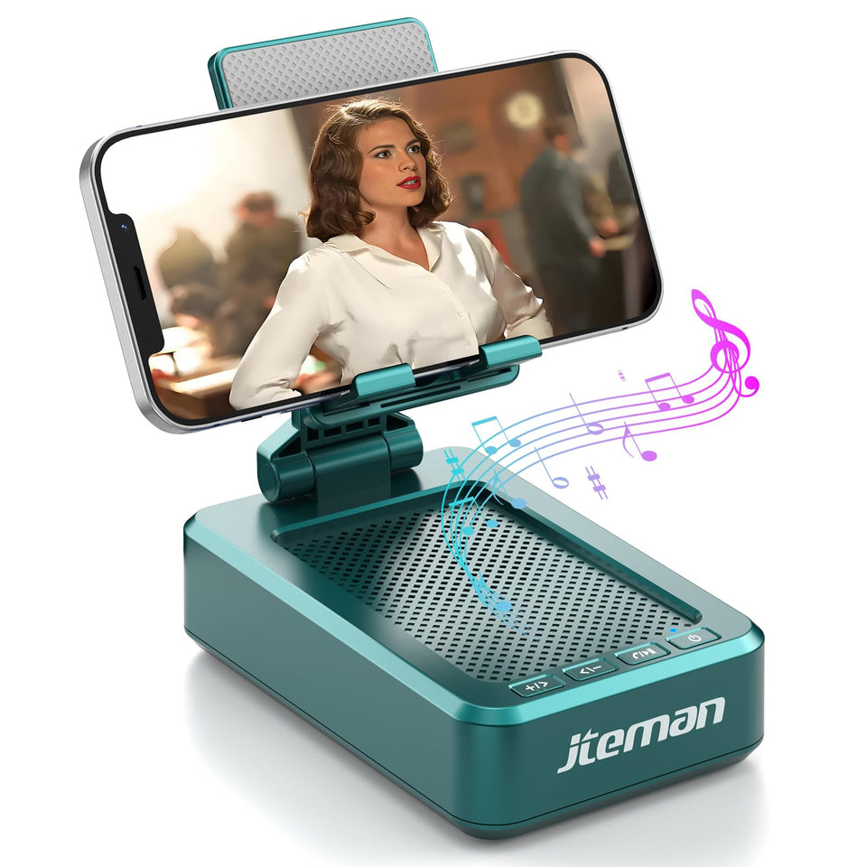 JTEMAN front view showing speaker and phone cradle, clear hands-free use