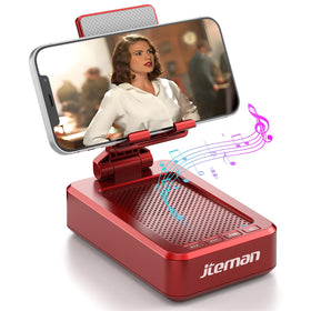 JTEMAN front view red stand speaker showing compact design and easy setup