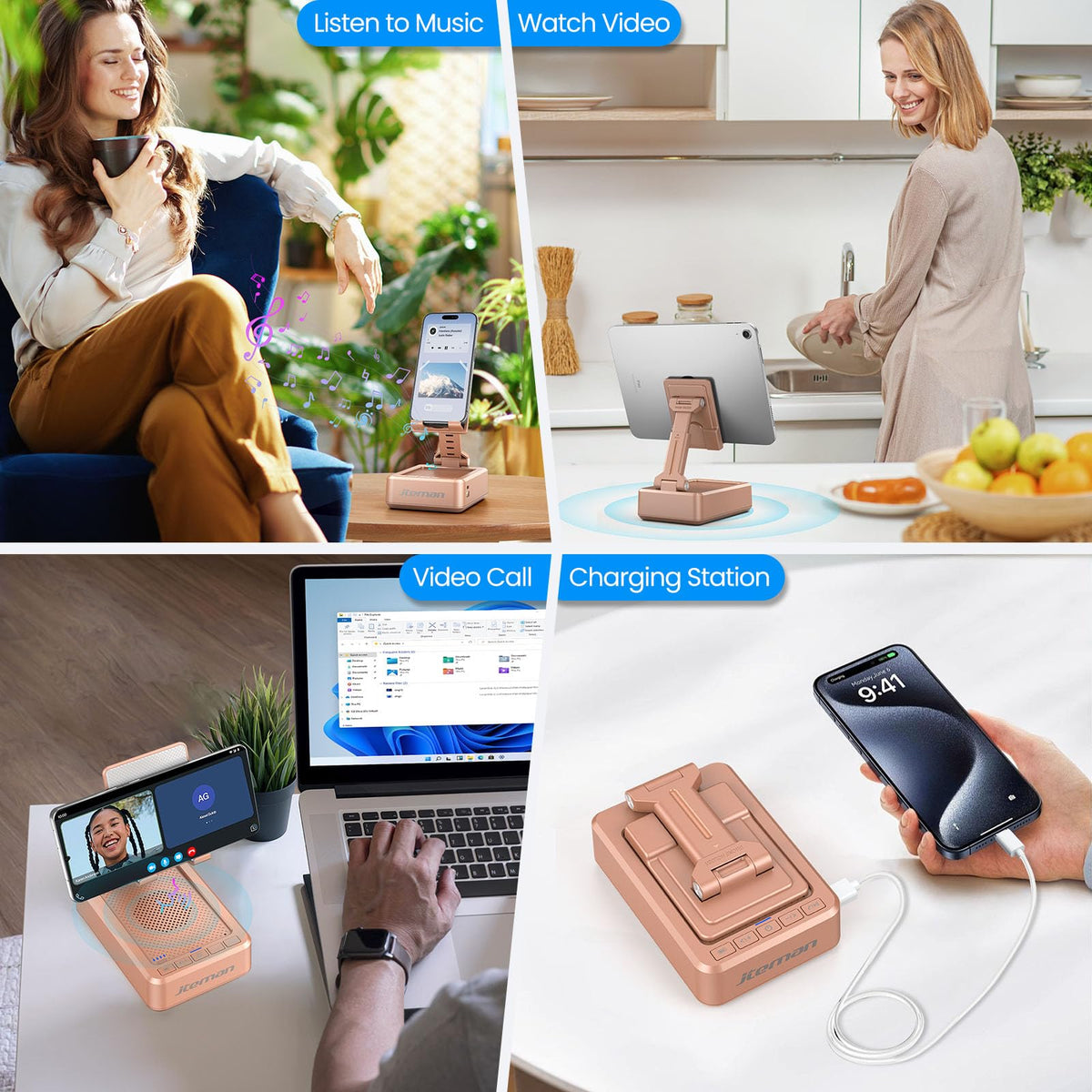 JTEMAN rose gold charging function keeps devices powered