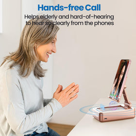 JTEMAN holding smartphone in landscape, better viewing and amplified sound