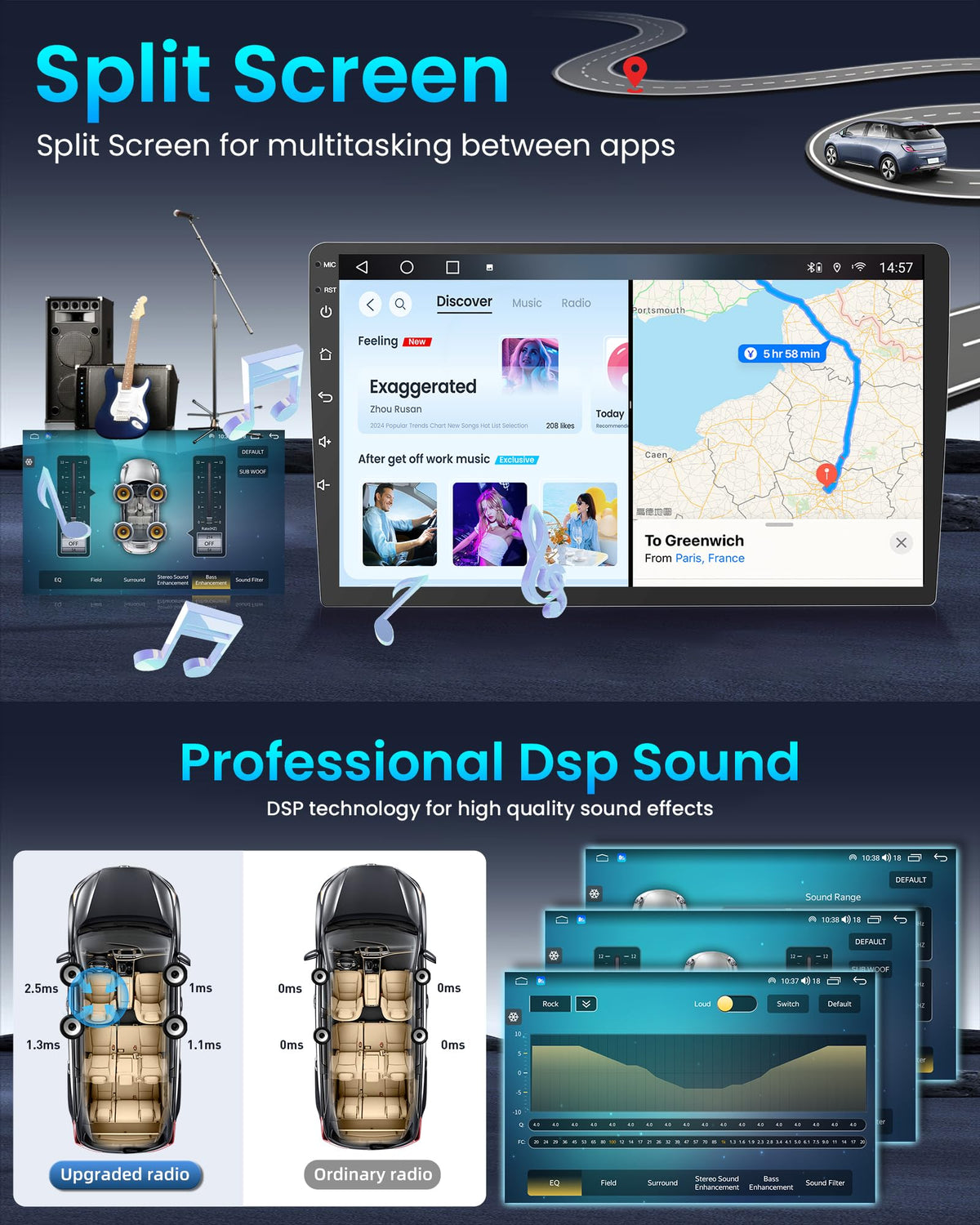DSP hi-fi sound system delivering customizable car audio.