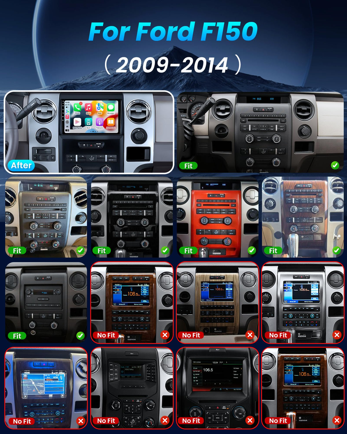 Jufodrca Ford F-150 CarPlay/Android Auto on a 9-inch display