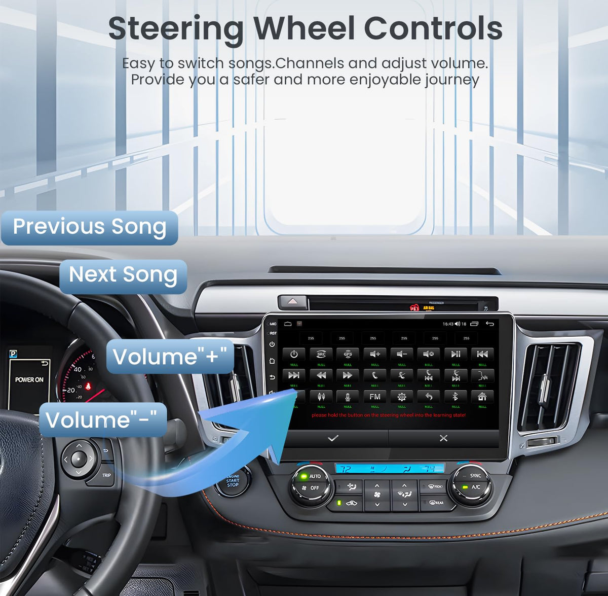 Jufodrca RAV4 1080p backup camera input for clear parking guidance